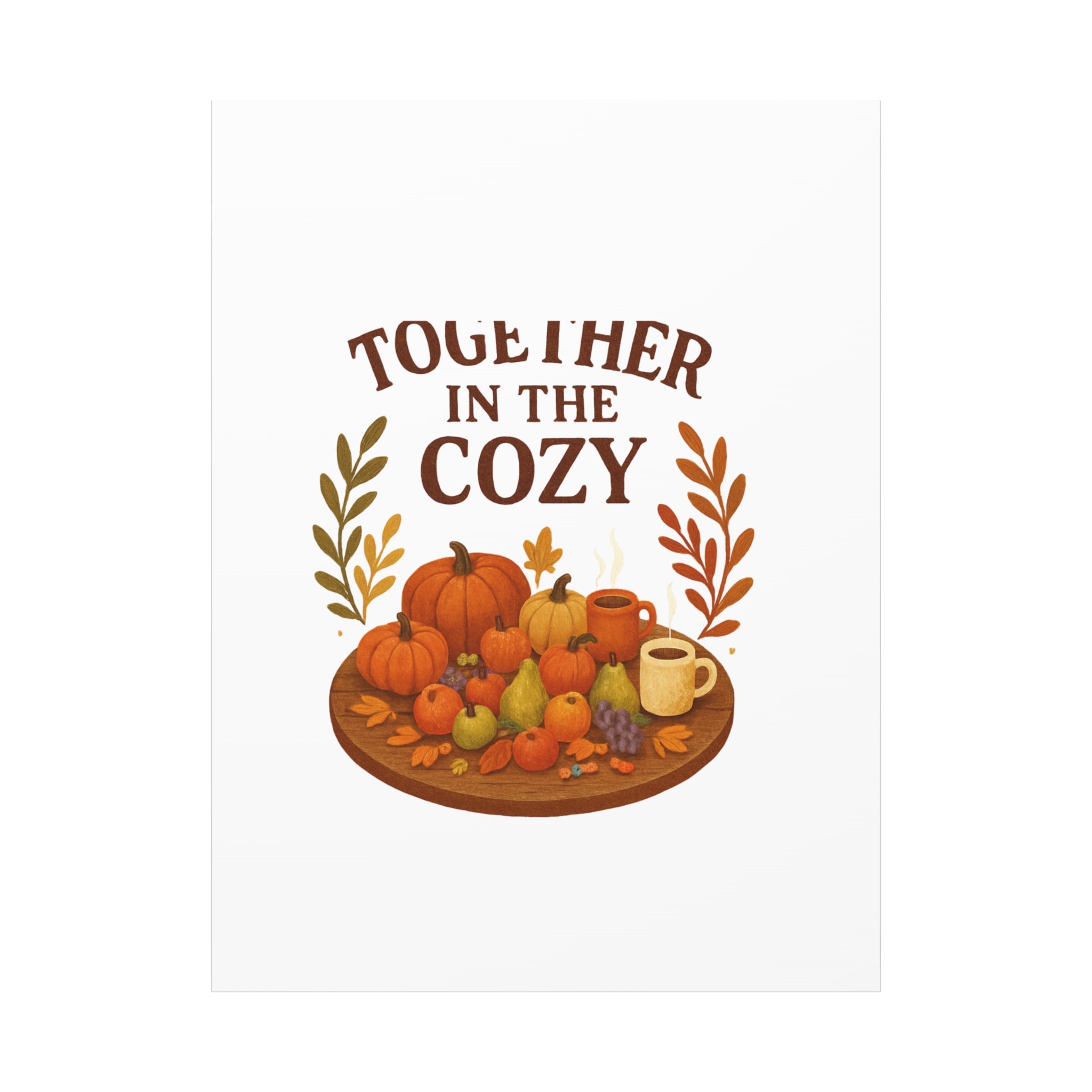 Fall Harvest Cozy Canvas Wall Art – "In The Cozy" Pumpkin & Coffee Autumn Decor