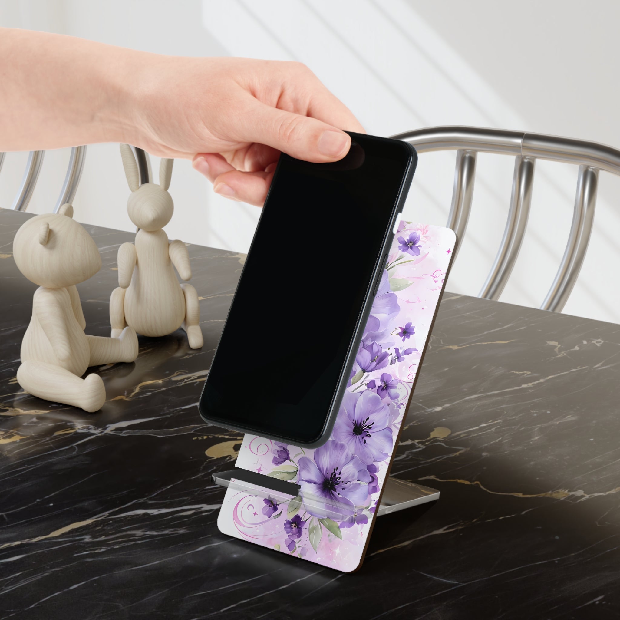 Floral Smartphone Display Stand, Elegant Phone Holder, Desk Organizer, Gifts for Her, Home Office Decor