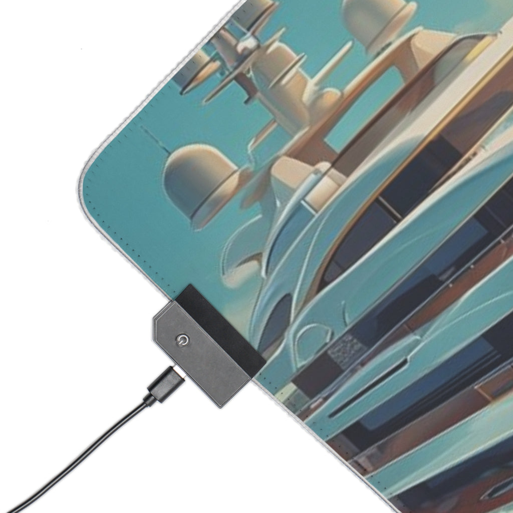Yacht Sunrise LED Gaming Mouse Pad — XL RGB Desk Mat for Gamers & Streamers