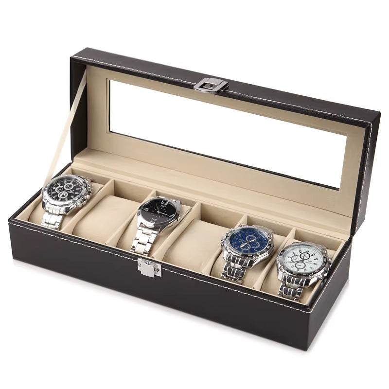 Luxurious Leather Watch Storage Case with Multiple Slots - The Perfect Organizer for Your Timepieces