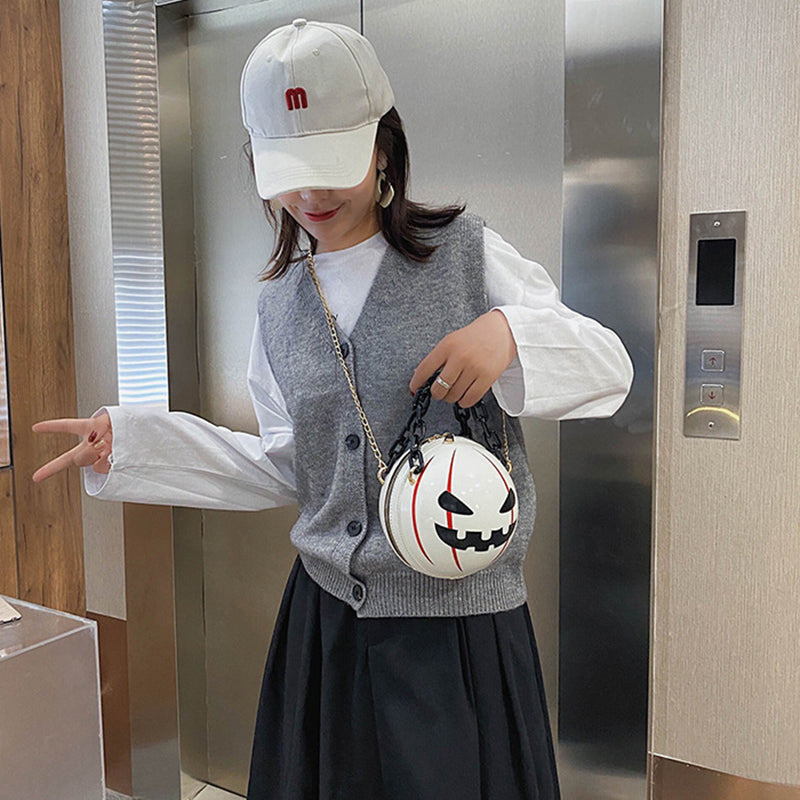 Spooktacular Halloween Pumpkin Handbags with Chain Strap - Fun and Functional Shoulder Bags for Kids and Adults