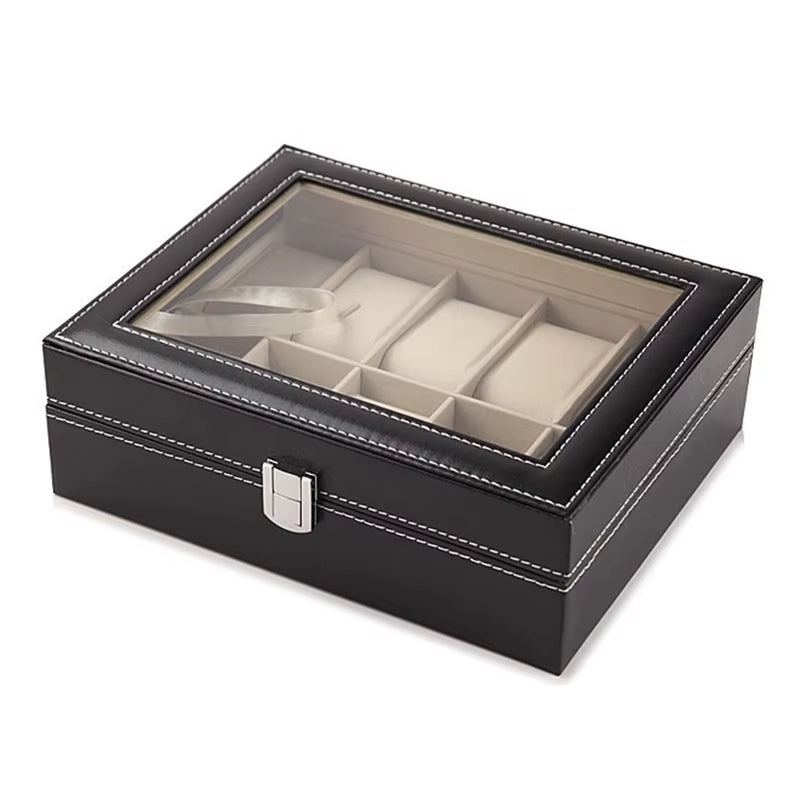 Luxurious Leather Watch Storage Case with Multiple Slots - The Perfect Organizer for Your Timepieces