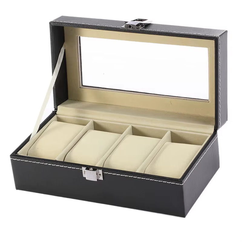 Luxurious Leather Watch Storage Case with Multiple Slots - The Perfect Organizer for Your Timepieces
